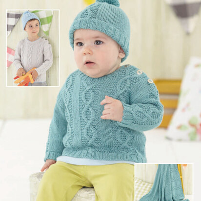 Hat, Sweater and Blanket in Sirdar Snuggly Baby Bamboo DK - 4731 - Downloadable PDF