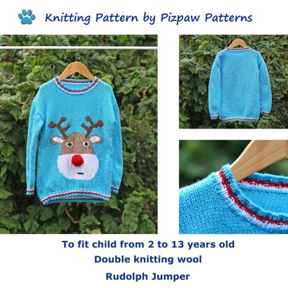 Rudolph Christmas Jumper (no 110) to fit child 2 to 13 years old