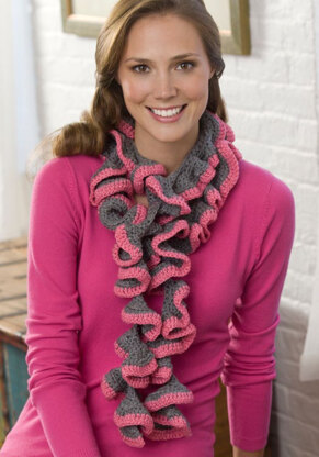 Rosy Ruffle Scarf in Red Heart Sport - LW2416 - Downloadable PDF