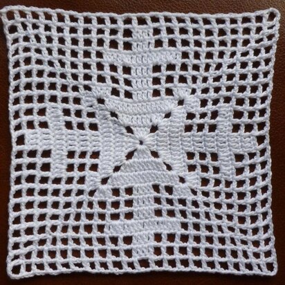 Crochet Granny Square Filet Lacy Cross Afghan Block Motif Square LD-107