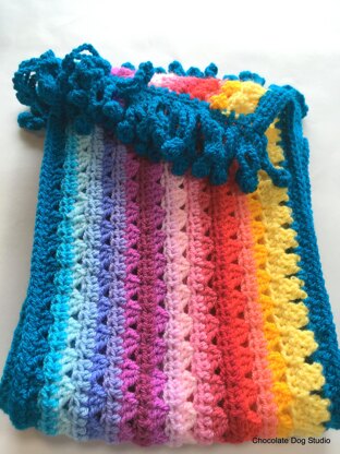 Rainbow Crochet Striped Scarf- The Denver Scarf