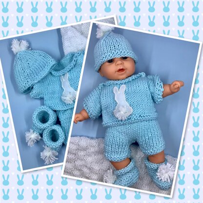 Rabbit motif doll outfit