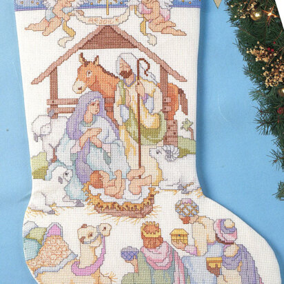 Counted Cross Stitch NATIVITY Christmas Stocking Pattern Graph Booklet  Vintage 1989 