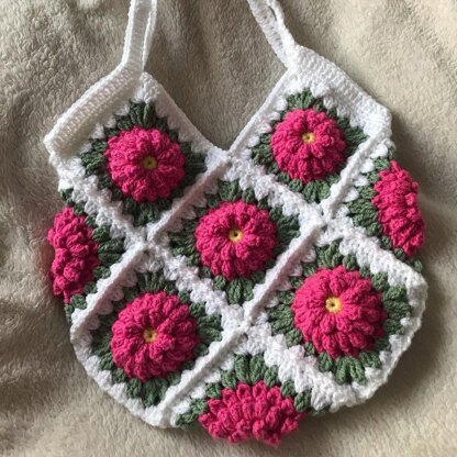 PATTERN - Crochet 3D Lotus Granny Square Bag