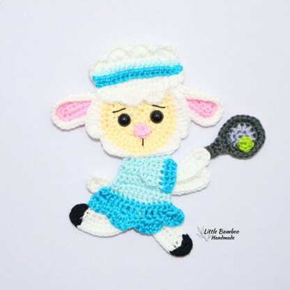 Lamb Playing Tennis Applique