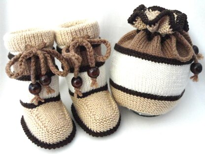 Knitting PATTERN Baby Hat Baby Booties Baby Set with Pompoms