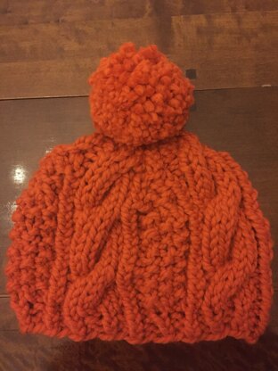 Cabled hat with Pom Pom