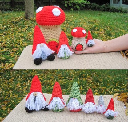 Little Gnomes with Mushrooms Houses Amigurumi