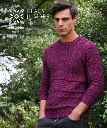 Claes Sweater - Knitting Pattern For Men in MillaMia Naturally Soft Aran