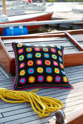 Black Granny Square Pillows in Schachenmayr Catania - S9027A