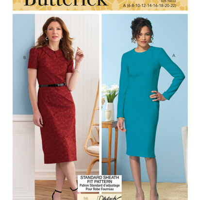 Butterick Passform-Musterkleider für Damen mit optionalem Kragen B6849 - Schnittmuster
