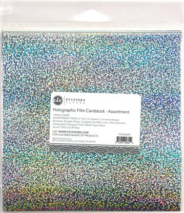 Arc Crafts ETC Papers Holographic Film Cardstock 6"X6" 12/Pkg - Assorted, 6 Designs/2 Each