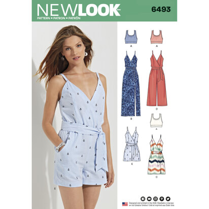 New Look 6493 Misses' Jumpsuit and Dress in Two Lengths with Bralette 6493 - Paper Pattern, Size A (6-8-10-12-14-16-18)