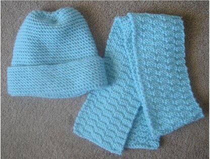 Easy Knit Hat and Scarf - Knitting ePattern