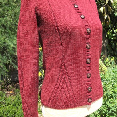 Elegant Cardigan with Triangular Ribby Panels