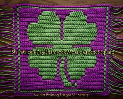 St. Patrick's Day Shamrock mosaic crochet square