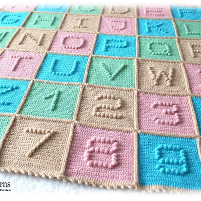 Alphabet + Numbers Baby Toddler Blanket Playmat Crochet Pattern