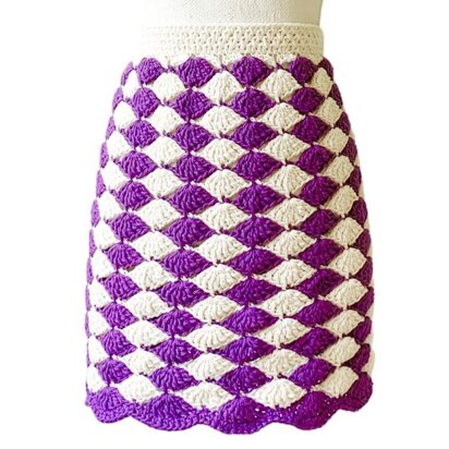 Scallop Hem Shell Stitch Skirt