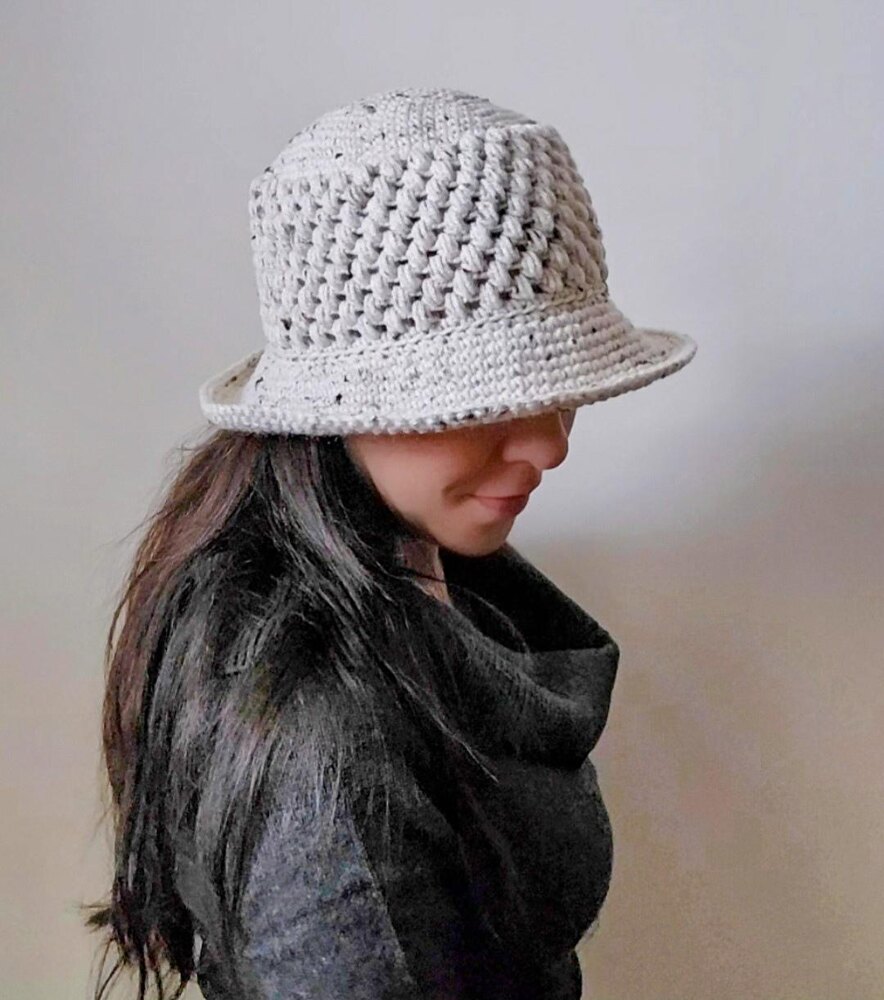 Stitch Hat Top Down Crochet Hat Puff Stitch Tam And Brimmed Hat
