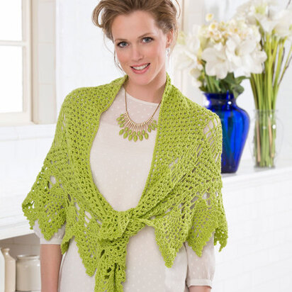 Romantic Pineapple Shawl in Red Heart Luster Sheen Solids - LW3338 - Downloadable PDF