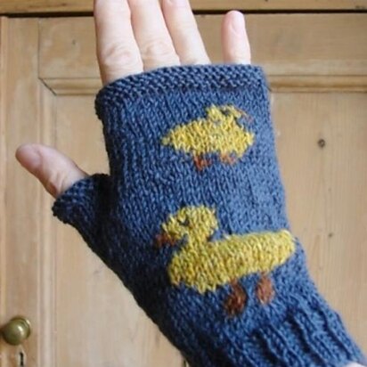 Duckling/Duck fingerless mitts/gloves