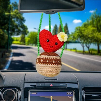 Heart Shaped Cactus Basket Car Hanging