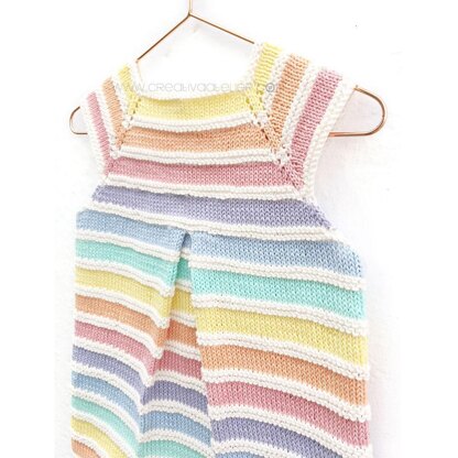 Size 6-12 months - Rainbow Romper PDF Knitting Pattern