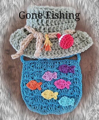 Gone Fishing Cat Bucket Hat and Bib