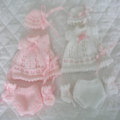 Knitting pattern for 6 inch Doll, Dress, Hat and Shoes