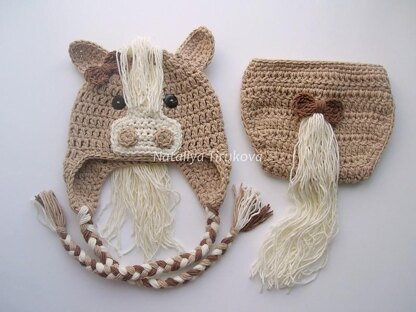 Horse Baby Hat and Diaper Cover