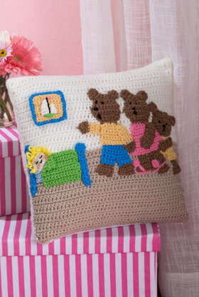 Goldilocks and the Three Bears Pillow in Red Heart Super Saver Economy Solids - LW4628 - Downloadable PDF
