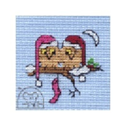 Mouseloft Christmas Card Stitchlet - Owls Together Cross Stitch Kit - 64mm