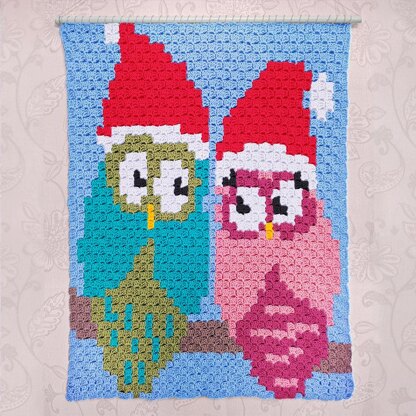 C2C - Festive Owls - Corner to Corner Blanket