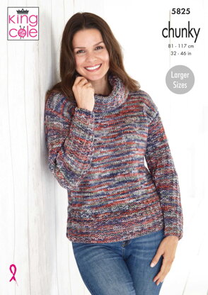 Sweaters Knitted in King Cole Shadow Chunky - 5825 - Downloadable PDF