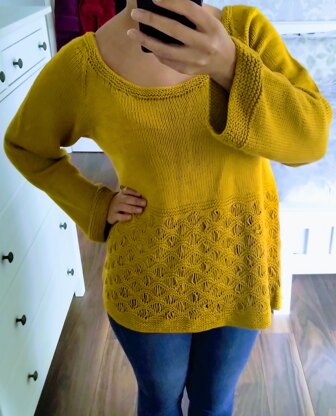 Top-down drop stitch female pullover (easy knit)