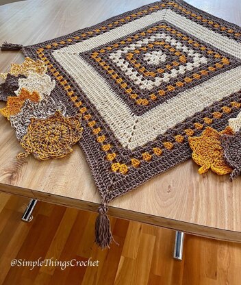 Autumn Table Cover and Leaf Coaster Set