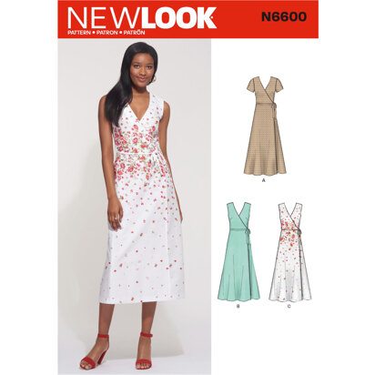 New Look N6600 Misses' Wrap Dress 6600 - Paper Pattern, Size 10-12-14-16-18-20-22