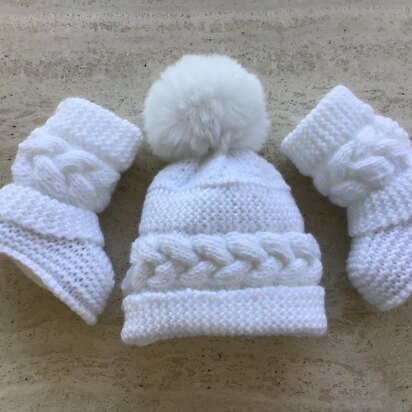 Baby Girl Booties And Hat