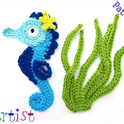 Seahorse + Plants Applique