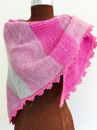 Pink and Grey Striped Shawl
