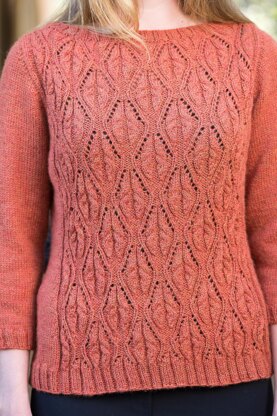 Top-Down Cable and Lace Boatneck Pullover #191