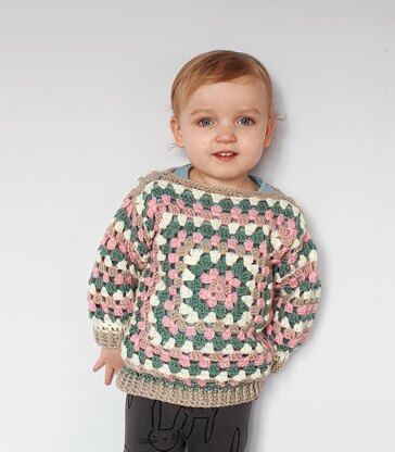 Kids Scrapbusting Granny Square Jumper