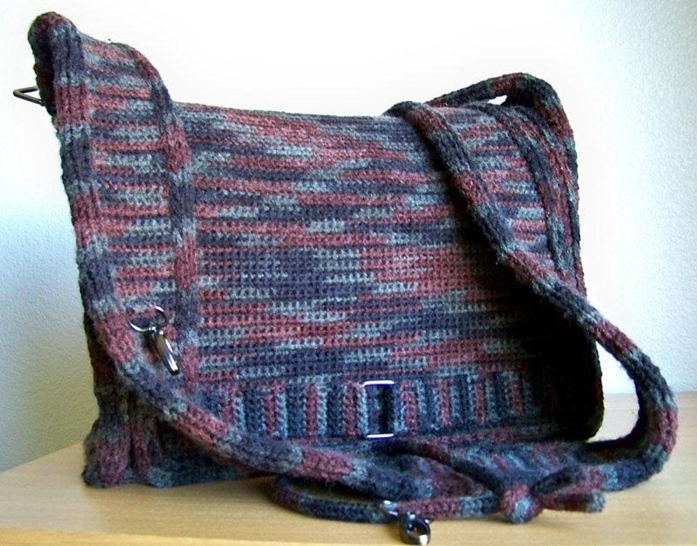 Messenger Bag, Knit Crochet Bag Knitting Crochet pattern by