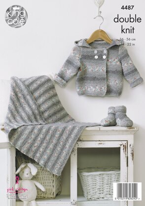 Hooded Jacket, Blanket & Bootees in King Cole Drifter For Baby DK - 4487 - Downloadable PDF