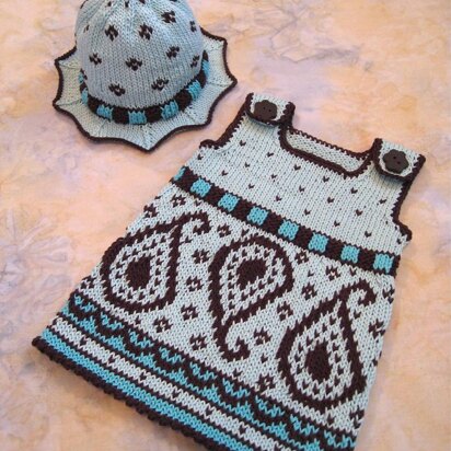 Paisley Baby Dress and Hat