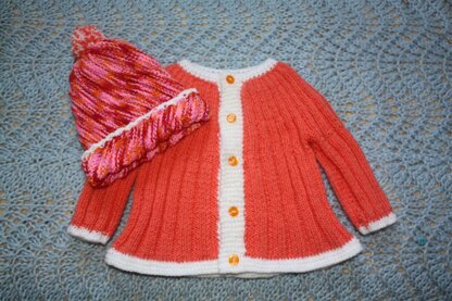 Easy Rib Knit Cardigan and Bonus Toque