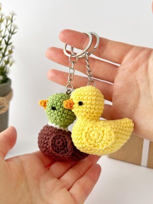 Crochet mini duck keyring amigurumi pattern Bag charm Crochet car hanger