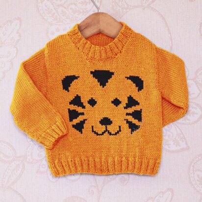 Intarsia - Tiger Face Chart - Childrens Sweater