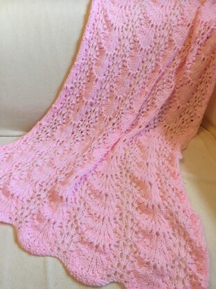 Shells & Lace Baby Blanket Knitting pattern by Daisy Gray Knits