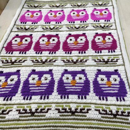 Perching Owls Mosaic Blanket